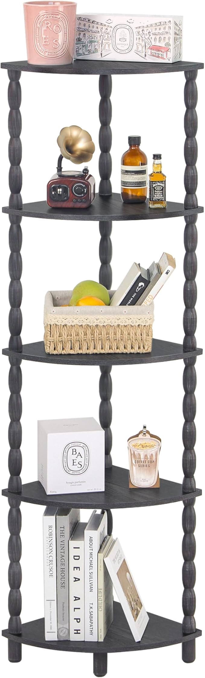 MaxSmeo Corner Shelf, 5-Tier Corner Bookshelf, Stylish Corner Storage Display by MaxSmeo