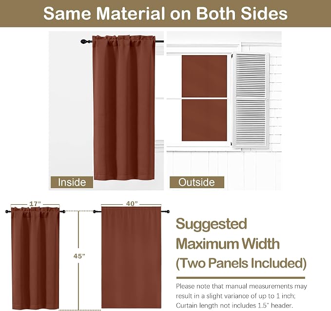 OVZME Terracotta Short Blackout Curtains - Image 2