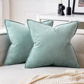 MIULEE Blue Grey Velvet Throw Pillow Covers 18x18 Soft Decorative Solid Square by MIULEE