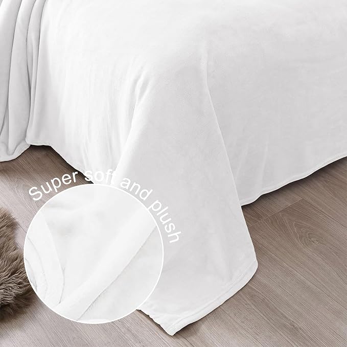 Exclusivo Mezcla Fleece Pure White Throw Blanket - Image 5