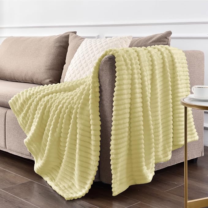 BEDELITE Fleece Throw Blanket for Couch – 3D Ribbed Jacquard Soft and Warm - Image 7