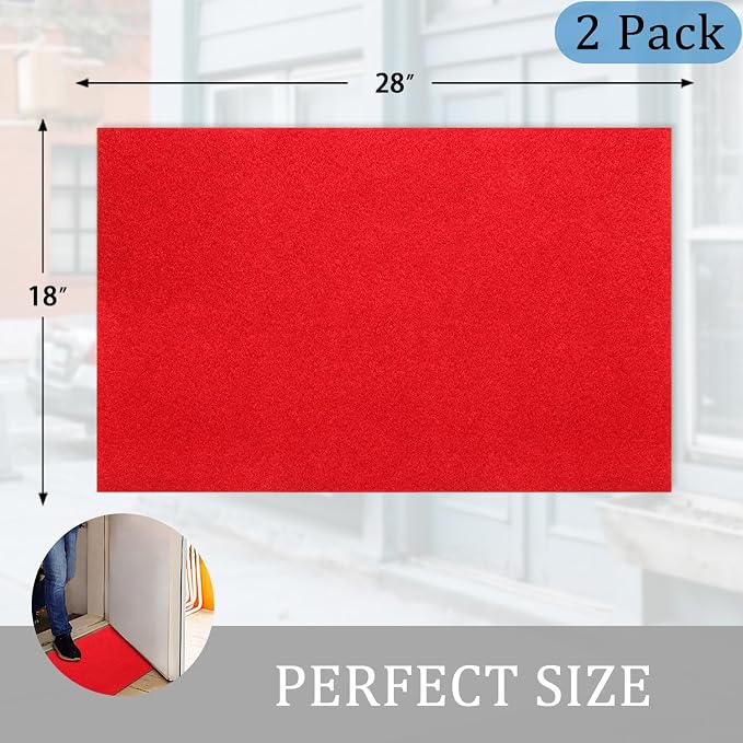 AAZZKANG Red Door Mat Set of 2 Non Slip Durable Multi-Purpose Outdoor Indoor - Image 3