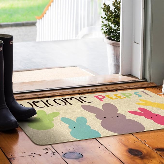 Easter Door Mat, Spring Bunny Indoor Outdoor Non-Slip Doormat, Entryway Front - Image 5