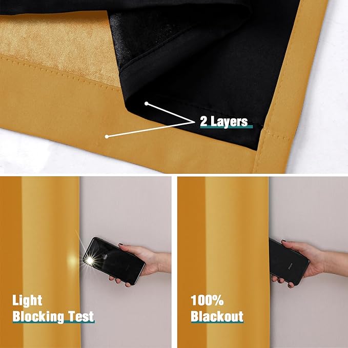 ChrisDowa 100% Blackout Curtains 102 inch Long - Image 4