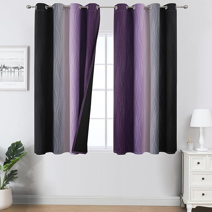 Estelar Textiler Black and Purple Ombre Blackout Curtains 54 Inch Length 2 by ESTELARTEXTILER