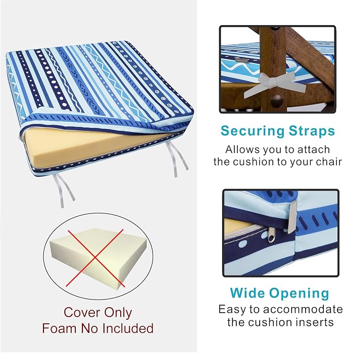 NettyPro Outdoor Cushion Slipcovers Waterproof 4 Pack Patio Chair Seat Cushion - Image 4