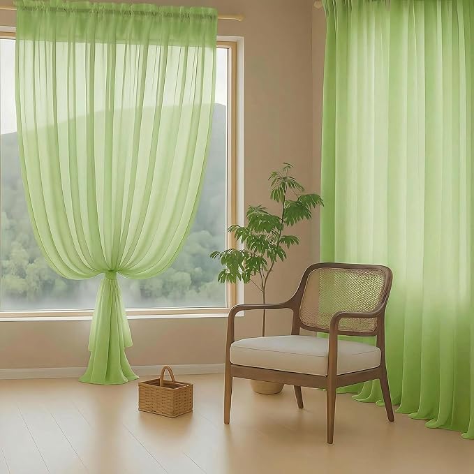 Sheer Curtains 63 Inch Length 2 Panels, Soft Voile Sheer Curtains - Image 8