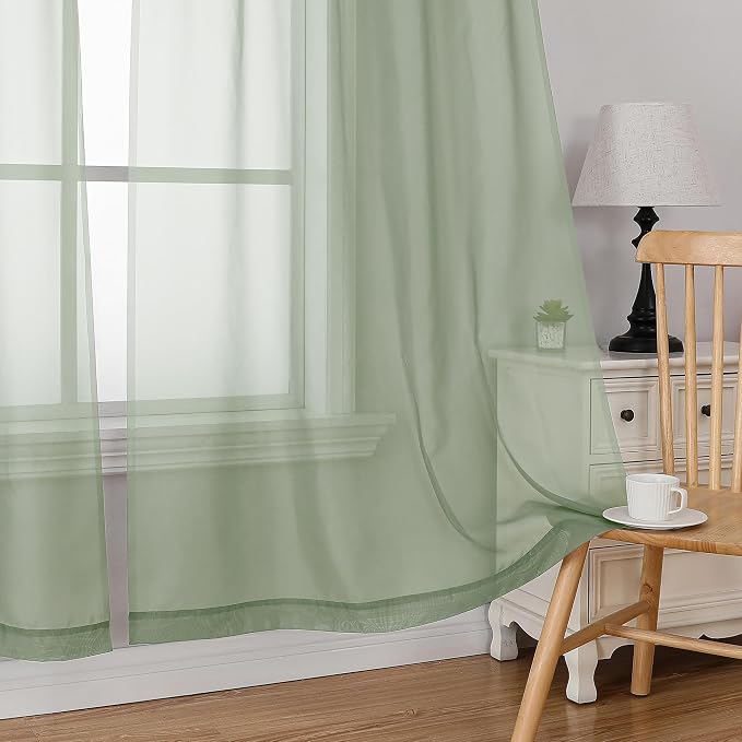 Simplebrand Rod Pocket Top Solid Voile Sheer Curtains - Image 4