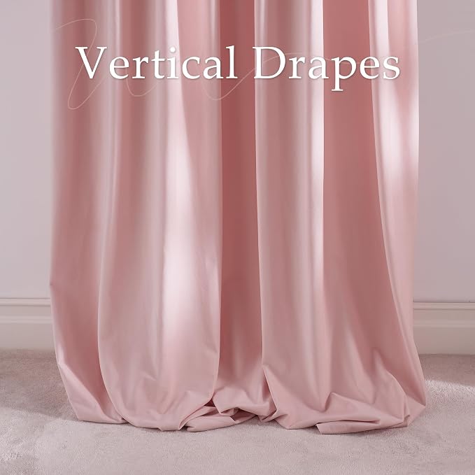 NICETOWN Pink Velvet Curtains 84 inch Long 2 Panels - Image 4