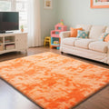 Mottling Orange Fluffy Rug Shaggy Area Rug, 4x6 Area Rugs by Yongyangjuxi