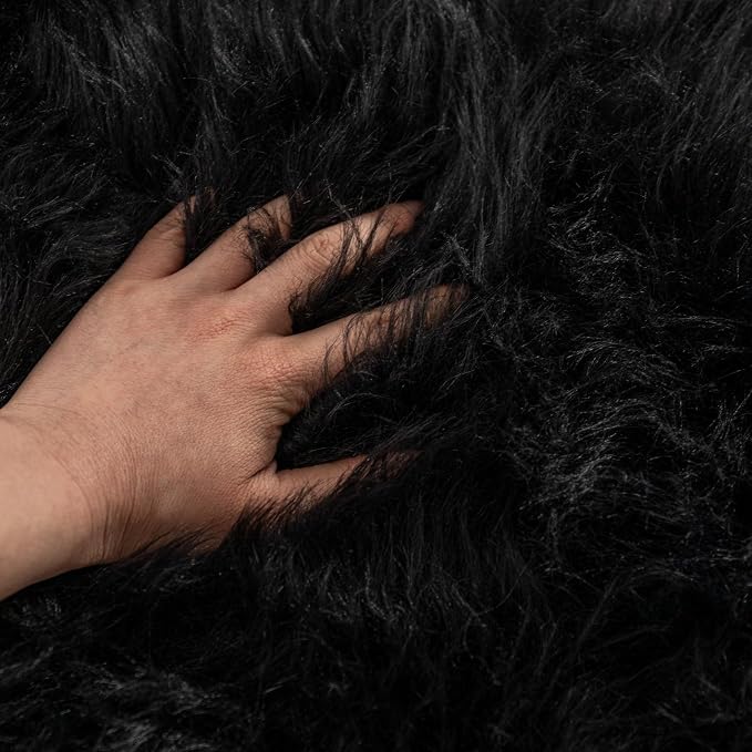 Black Bear Rug Faux Cowhide Rug Animal Print Area Rug Faux Sheepskin Fur Carpet - Image 6