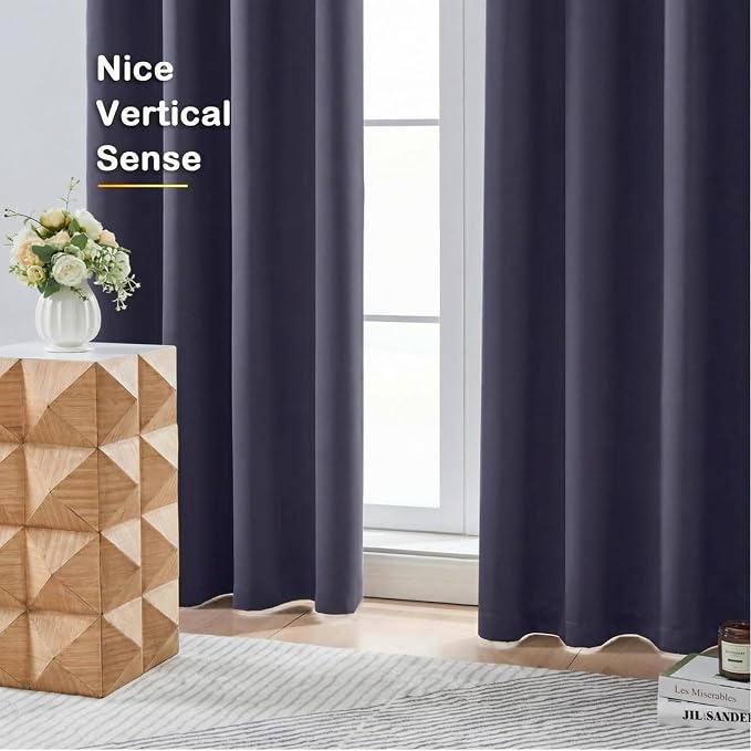 OVZME Greyish Purple Short Blackout Curtains - Image 8