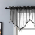 Beaded Sheer Valance Curtains for Living Room, Rod Pocket Farmhouse Window by PearAge