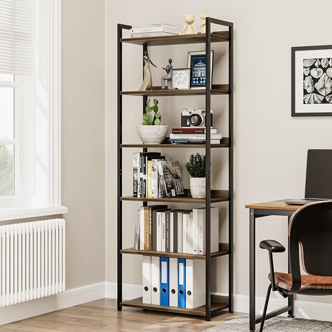 NUMENN Bookshelf, 6 Tier Bookshelves, Home Office Bookcase Shelf Storage - Image 5