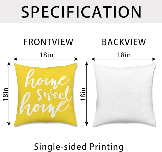 Hexagram Yellow Geometric Pillow Covers 18x18 Set of 4, Decorative Outdoor - Image 3
