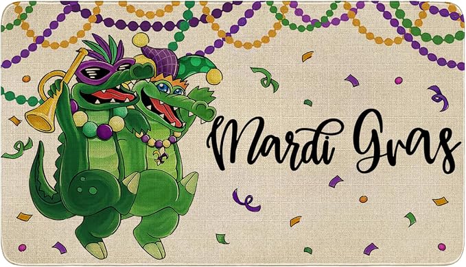 Mardi Gras Door Mat, Entryway Front Porch Welcome Mat by Xsinufn