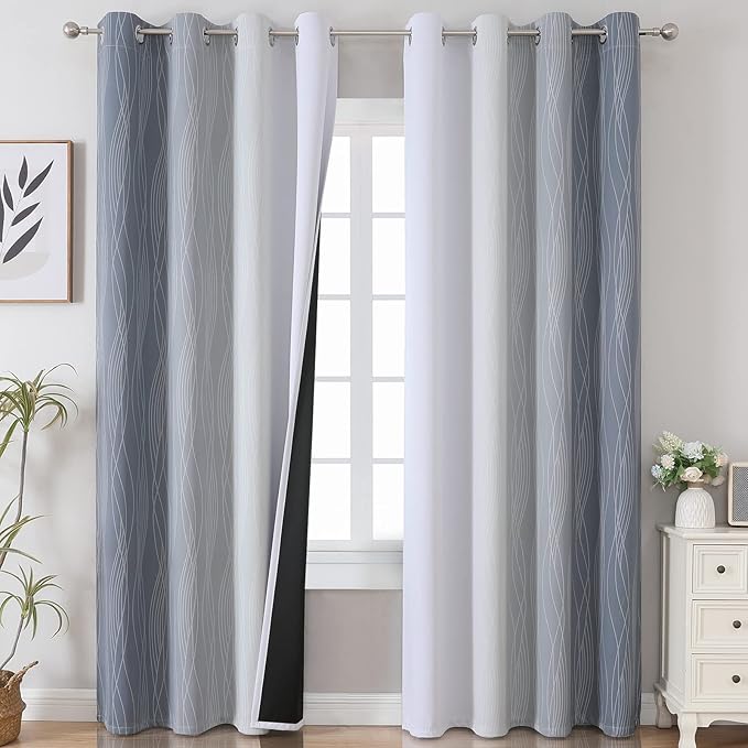 Estelar Textiler Thermal Insulated Blackout Curtains 96 Inches Long, Ombre Grey by ESTELARTEXTILER