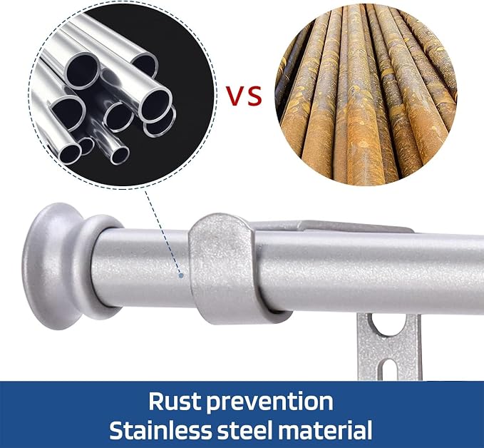 Curtain Rods 2 Pack 5/8 inch Silver Curtain Rods - Image 4