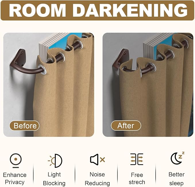 GXOACKJ Brown Curtain Rods for Windows 66 to 120 inch, 5/8 inch Adjustable Wrap - Image 2