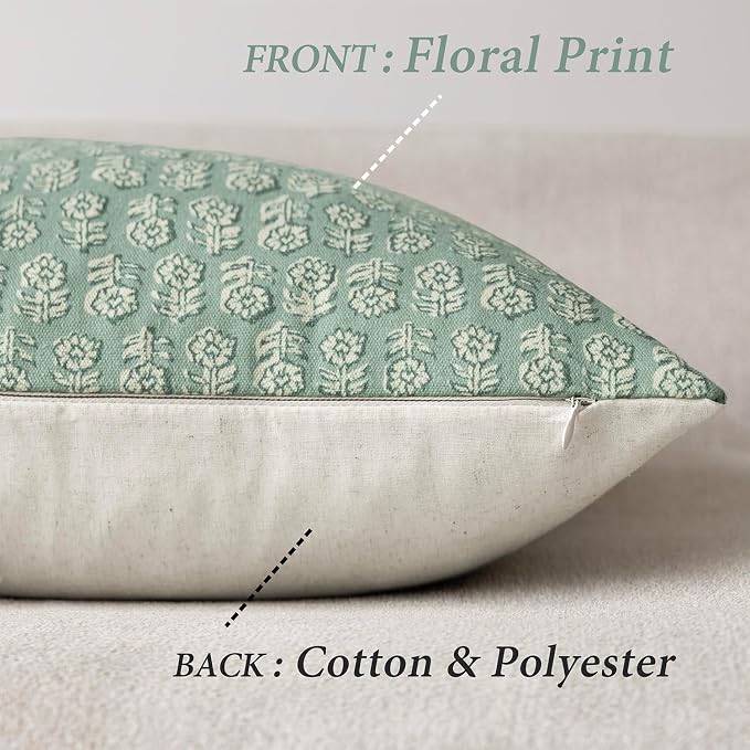 Foindtower Set of 2 Decorative Neutral Floral Print Throw Pillow Covers Vintage - Image 2