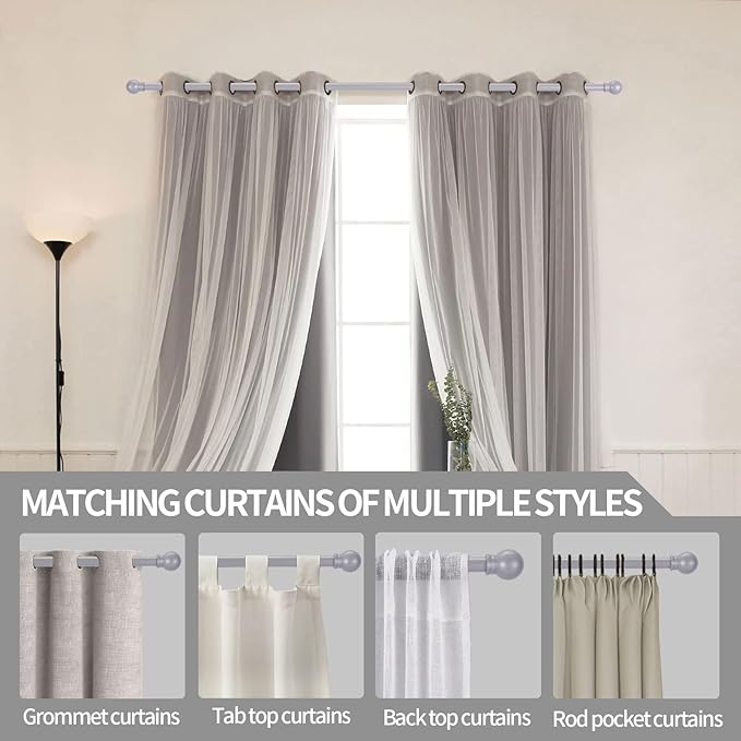 Thestoa Curtain Rods for Windows 30-62 Inch, 5/8" Brushed Nickel, Stainless - Image 7