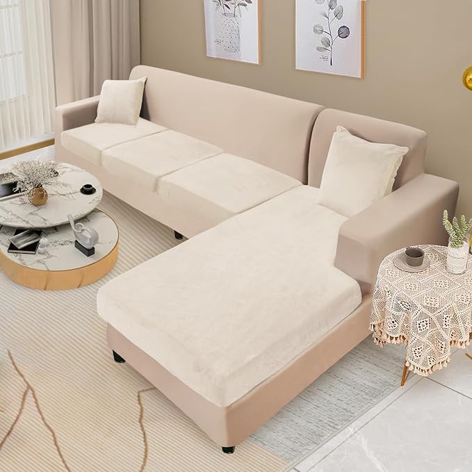 NAISI Sectional Couch Cover 4 Pieces Velvet Separate Couch Cushion Covers L - Image 2