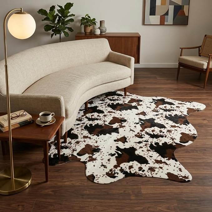 MustMat Cowhide Rug Faux Cow Shaped Rug Western Decor - Image 4