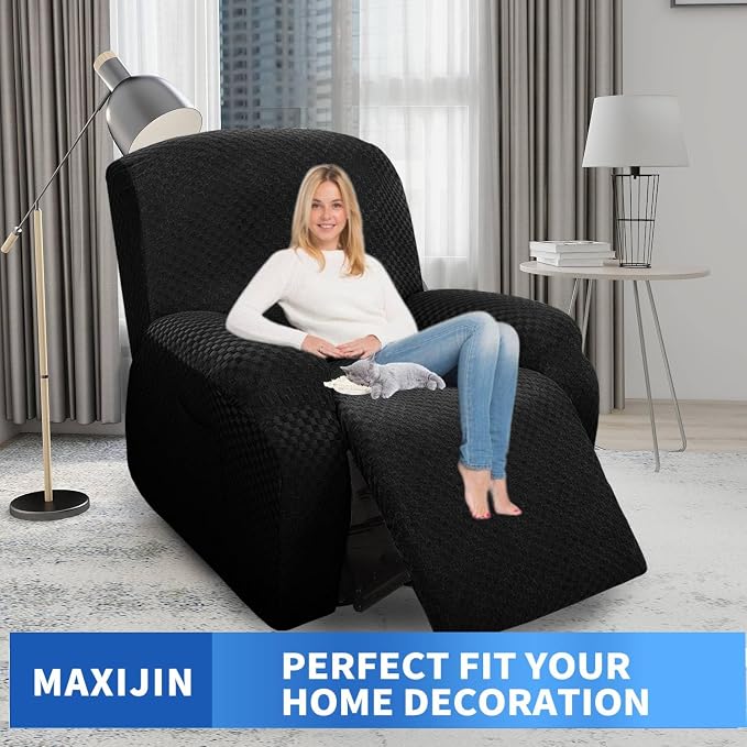 MAXIJIN Oversized Recliner Covers That Stay in Place 4 Pieces Stretch Large - Image 2