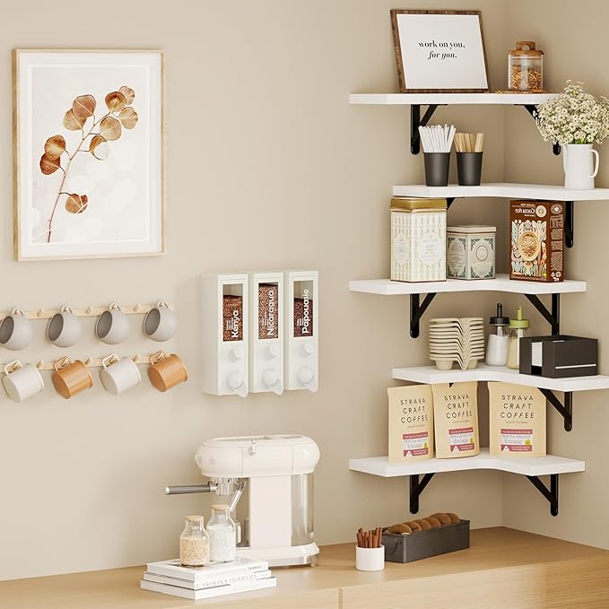 Fixwal Floating Shelves for Wall, Rustic Wood Wall Mounted Corner Shelf for - Image 7