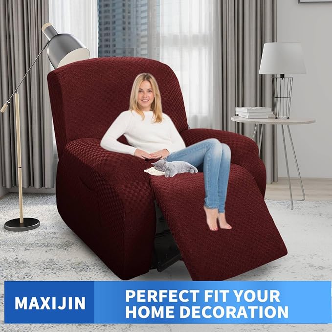 MAXIJIN Oversized Recliner Covers That Stay in Place 4 Pieces Stretch Large - Image 2