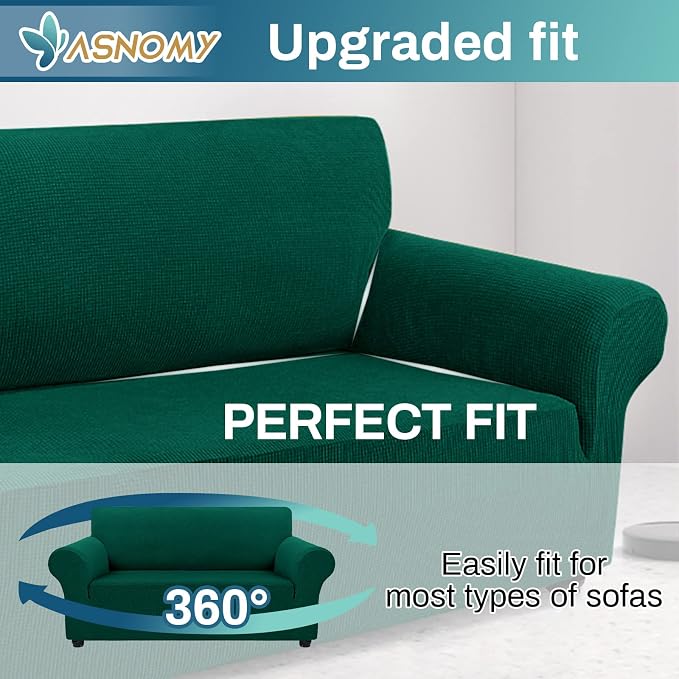 Asnomy Sofa Covers for 2 Cushion Couch Stretch loveseat Covers Slipcovers - Image 5