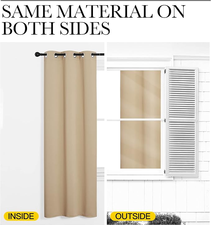 NICETOWN Bedroom Room Darkening Curtains, Biscotti Beige, 1 Pair, 55 inches by - Image 6