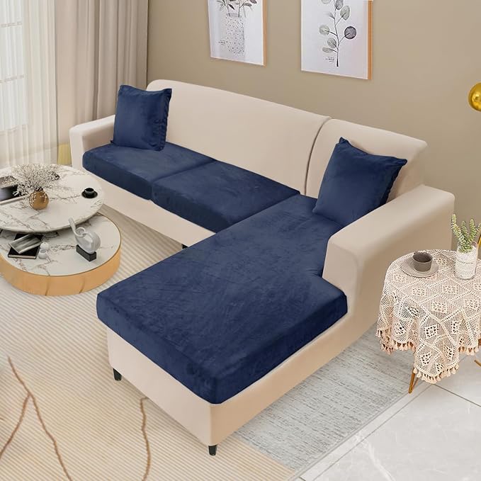 NAISI Sectional Couch Cover 3 Pieces Velvet Separate Couch Cushion Covers L - Image 2