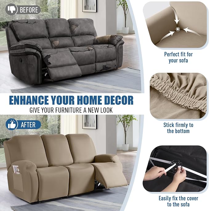 TAOCOCO Stretch Recliner Sofa Covers 3 Pieces Couch Covers - Image 5