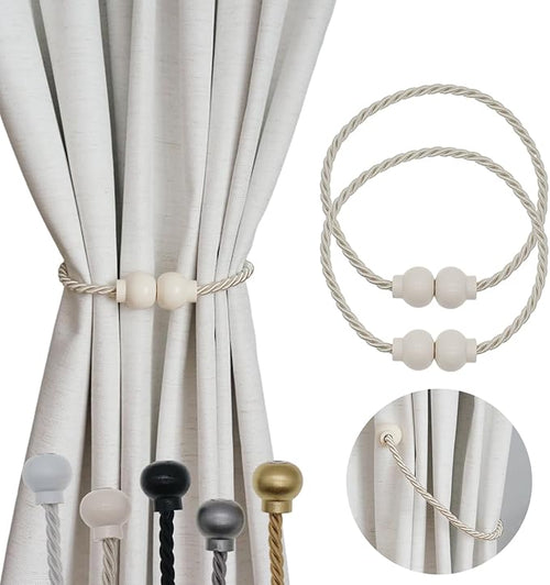 2 Pack Magnetic Curtain Tiebacks Modern Handmade Rope Curtain Tie Backs by HIASTRA