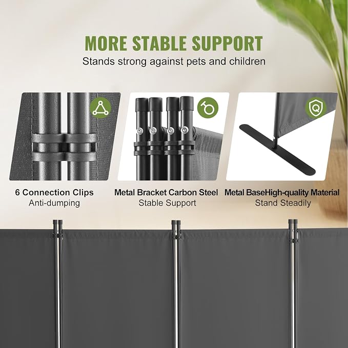 VEVOR Room Divider, 4 Panel Room Dividers and Folding Privacy Screens, Fabric - Image 3