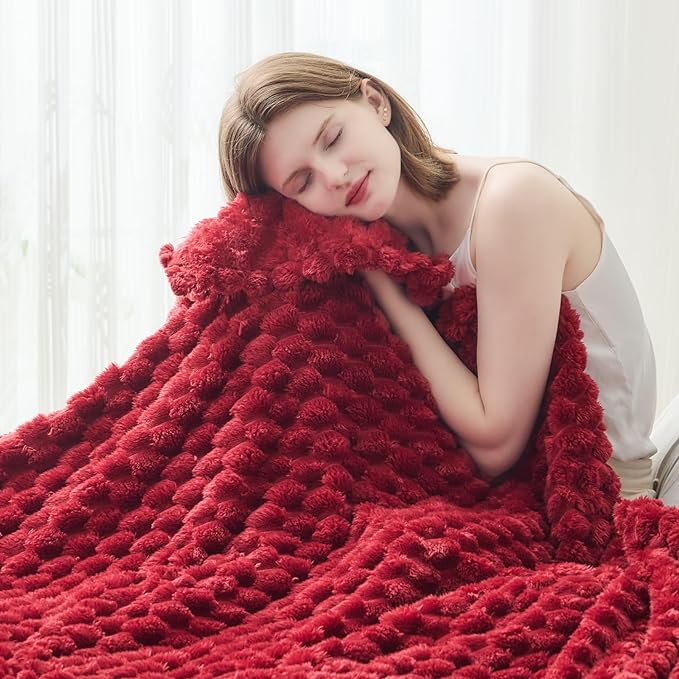 NEWCOSPLAY Super Soft Twin Blanket Red Premium Silky Flannel Fleece 3D Clouds by NEWCOSPLAY