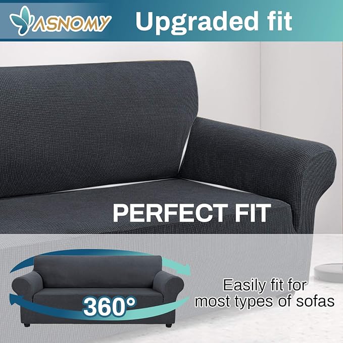 Asnomy Couch Covers for 3 Cushion Couch Stretch Sofa Covers Slipcovers - Image 4