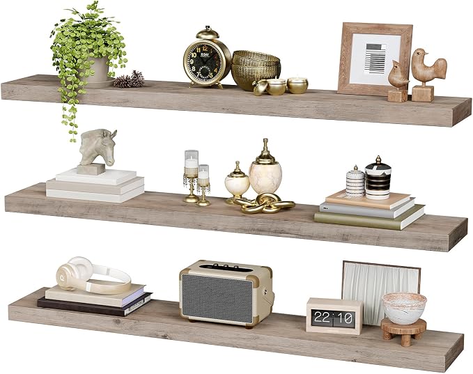 RALGEND Floating Shelves for Wall, 1.5" Thick Wall Shelf Set of 3 - Image 9