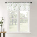 MRTREES Sheer Voile Curtain Valances, Leaves Embroidered Valance Curtains Rod by MRTREES