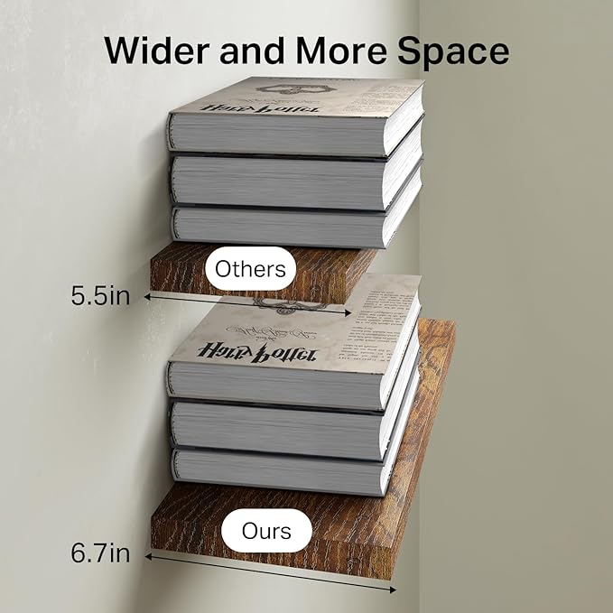 BAYKA Floating Shelves, 22.5 inches Rustic Wood Wall Shelves - Image 7