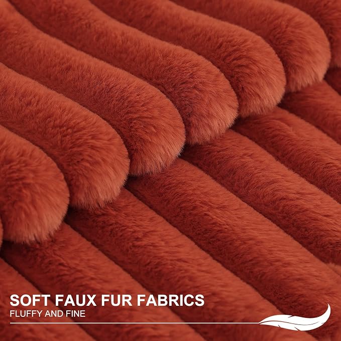 Pallene Faux Fur Plush Fall Throw Pillow Covers 22x22 Set of 2, Luxury Soft - Image 2