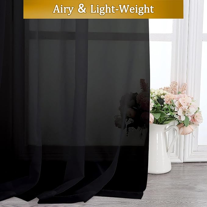 Aiyufeng Long Sheer Black Curtains - Image 5