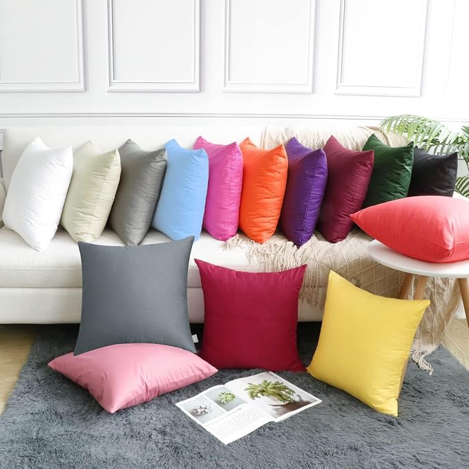 Thmyo 4-Pack 100% Cotton Comfortable Solid Decorative Throw Pillow Case Square - Image 4