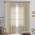 OVZME Taupe Sheer Curtains 90 Inches Long 2 Panels by OVZME