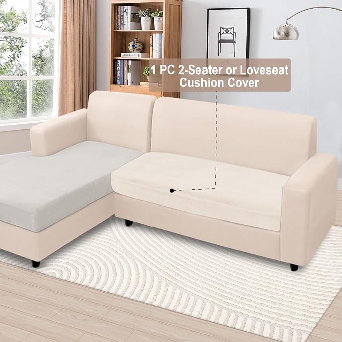NAISI Couch Cushion Covers 1 Piece Velvet Stretch Loveseat Cover or 2 Seat Sofa - Image 2