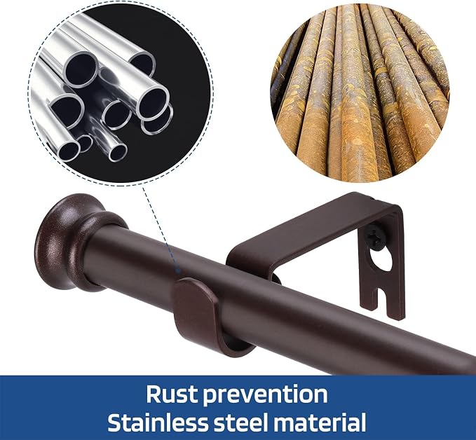 Curtain Rods 2 Pack 5/8 inch Brown Curtain Rods - Image 4