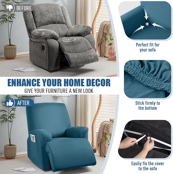 TAOCOCO Stretch Recliner Chair Covers 3-Pieces Recliner Seat Covers - Image 4
