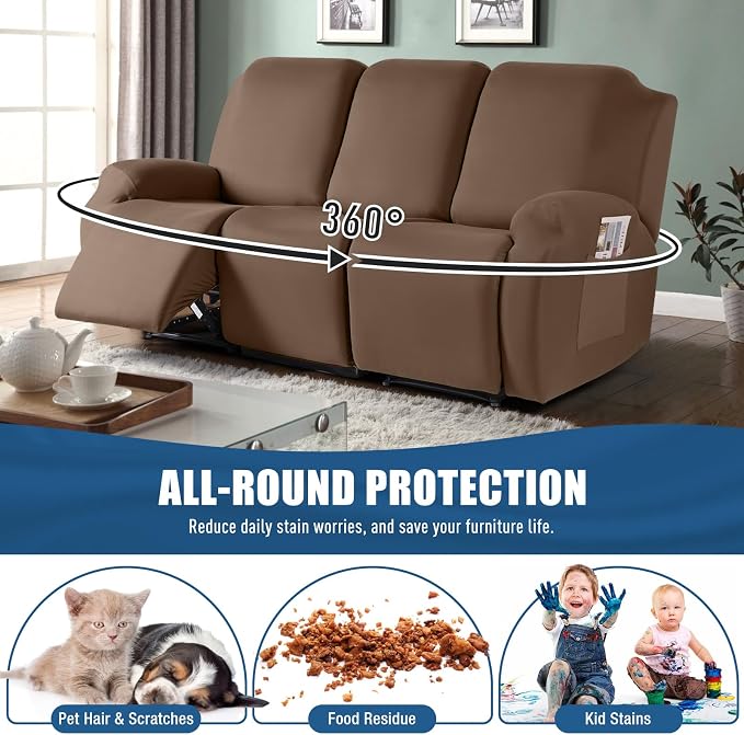 TAOCOCO Recliner Sofa Slipcover, 3 Pieces Polyester Fabric Stretch Sofa Covers - Image 3