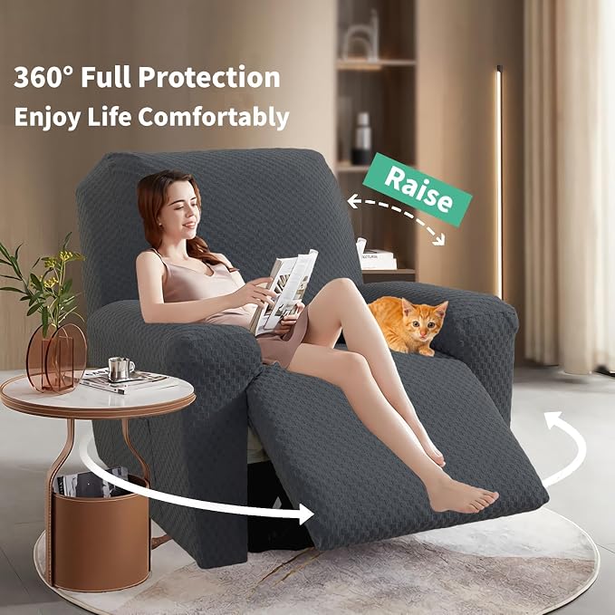 YEMYHOM 4 Pieces Oversized Stretch Recliner Slipcover Latest Jacquard Large - Image 2
